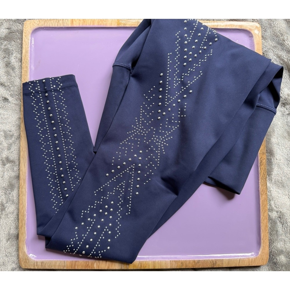 BEACH RIOT SPORT Wm Studded Leggings Size XS Boho Navy Blue Funky Unique Fun